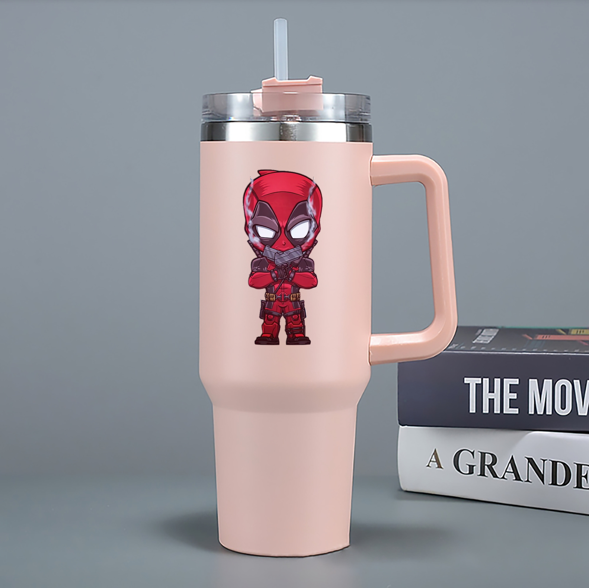 （画像用） Deadpool デッドプール 1200mL車用タンブラー - クリスタルステッカー（プラスチックストロー付き）